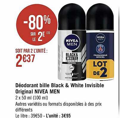 Déodorant Bille Black & White Invisible Original Nivea Men