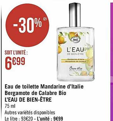 eau de toilette mandarine d'italie bergamote de calabre bio l'eau de bien-être