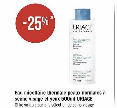 eau micellaire thermale peaux normales à sèche visage et yeux 500ml uriage