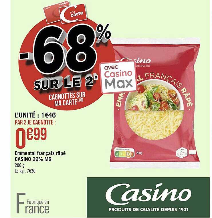 Emmental Français Râpé Casino 29% Mg