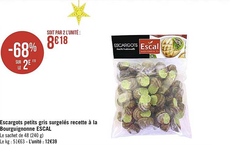 escargots petits gris surgelés recette à la bourguignonne escal