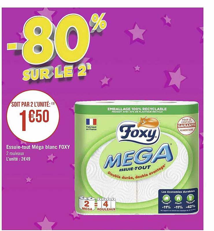 essuie-tout méga blanc foxy