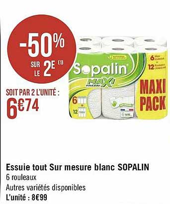 essuie-tout sur mesure blanc sopalin