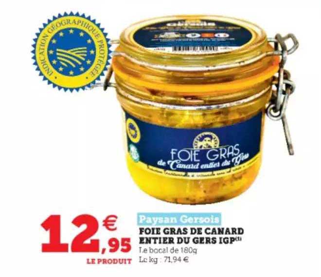 foie gras de canard entier du gers igp paysan gersois