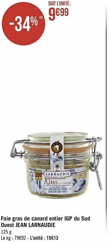 foie gras de canard entier igp du sud ouest jean larnaudie