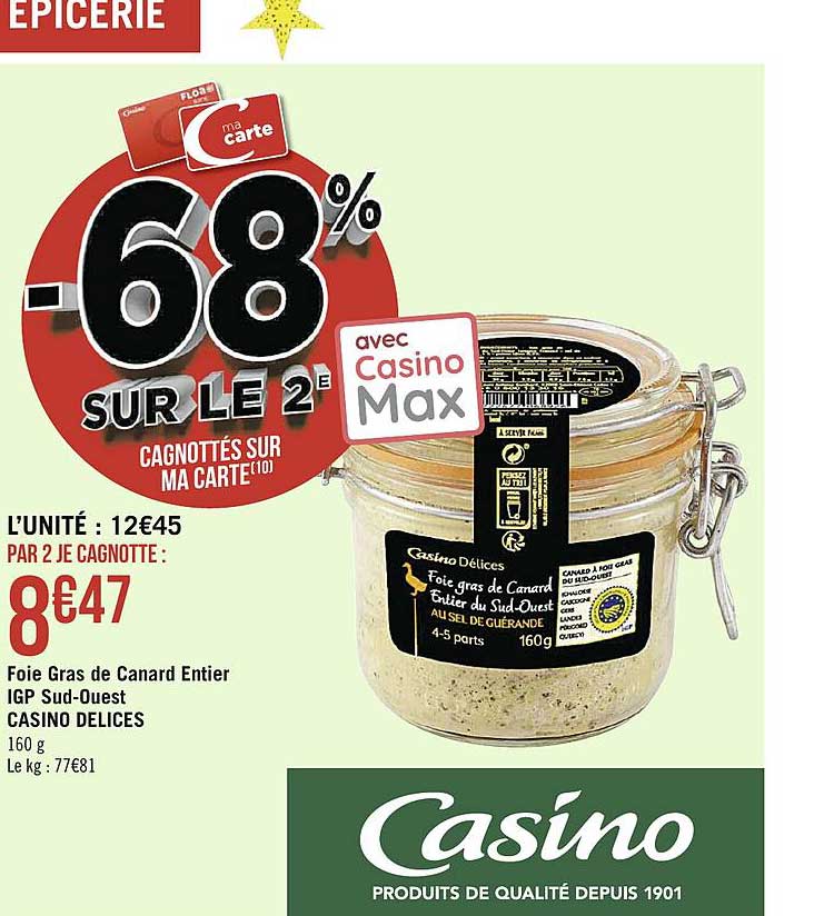 foie gras de canard entier igp sud-ouest casino délices