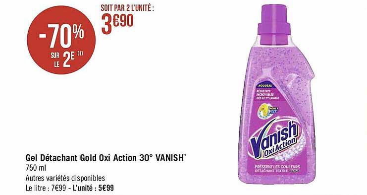 gel détachant gold oxi action 30° vanish