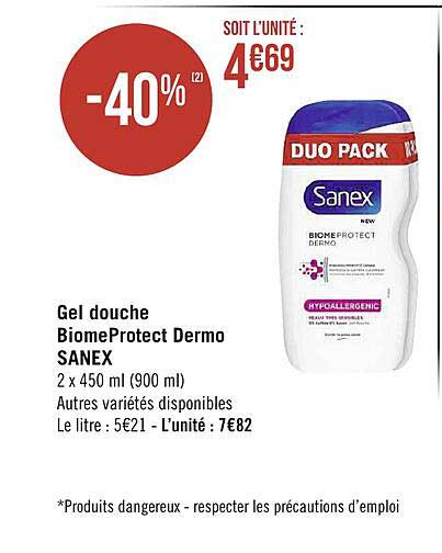 gel douche biomeProtect dermo sanex