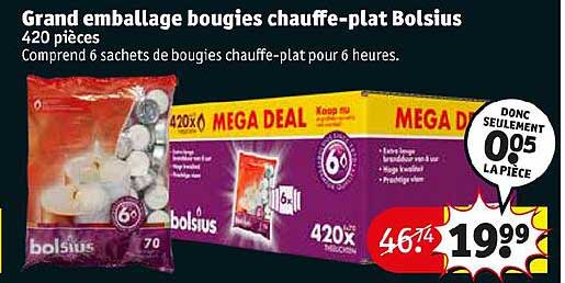 grand emballage bougies chauffe-plat bolsius