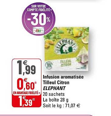 infusion aromatisée tilleul citron éléphant