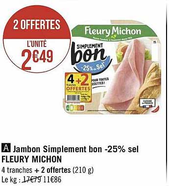 jambon simplement bon -25% sel fleury michon