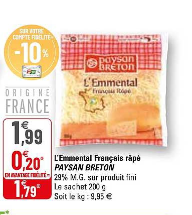 l'emmental français râpé paysan breton