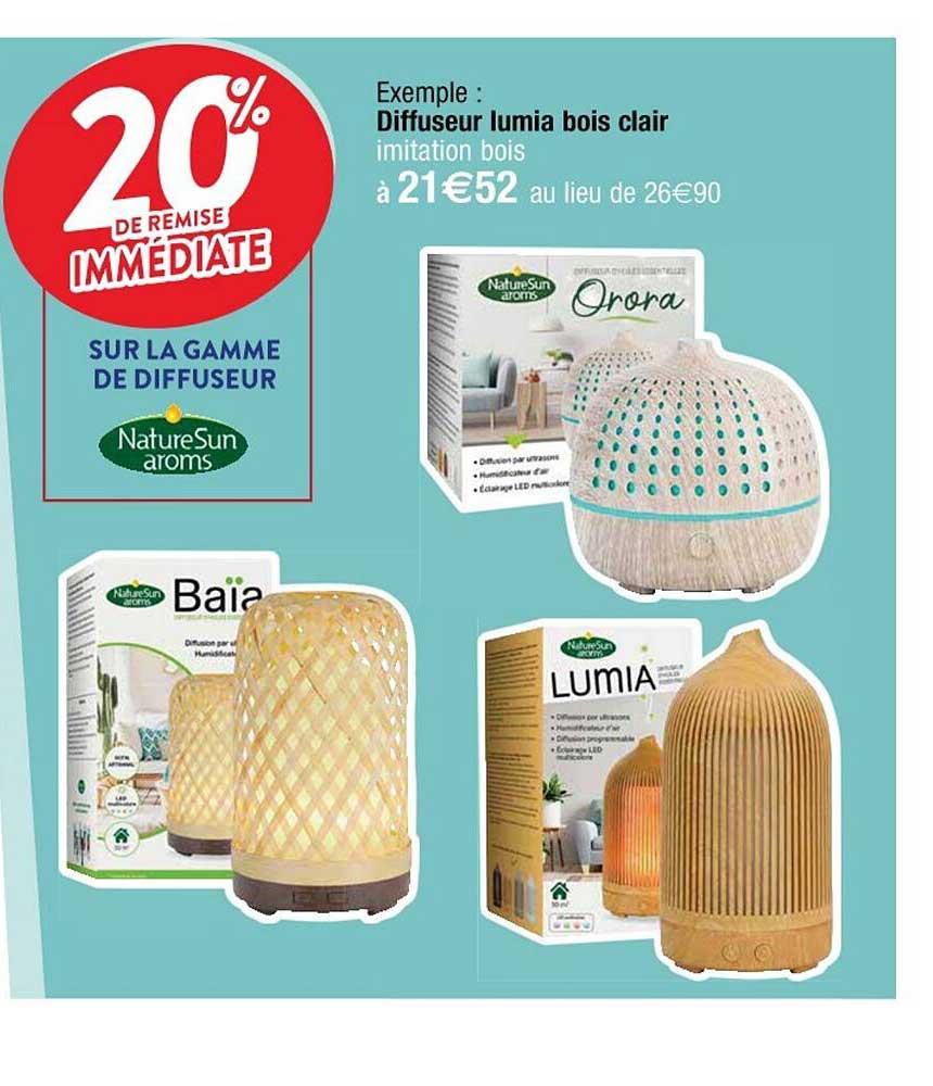 la gamme de diffuseur natureSun roms : diffuseur lumia bois clair