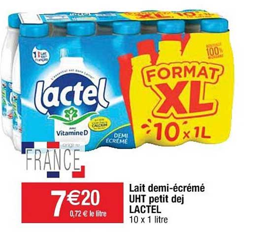 lait demi-écrémé uht petit dej lactel