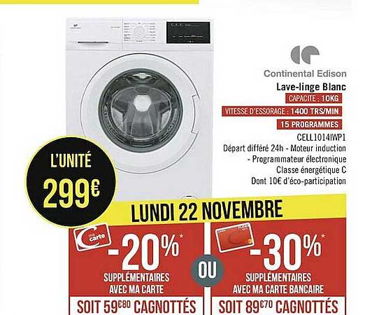 lave-linge blanc continental edison