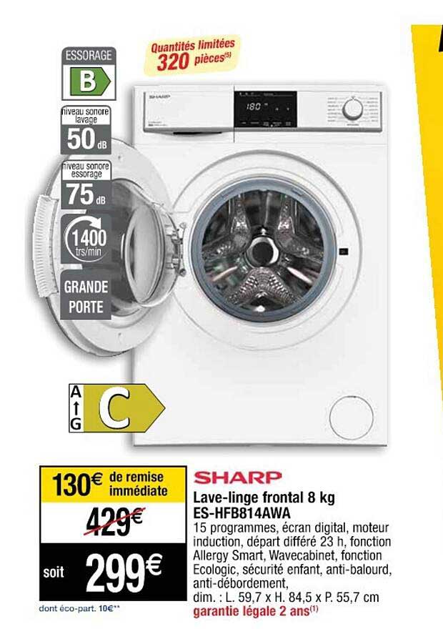 lave-linge frontal 8 kg sharp