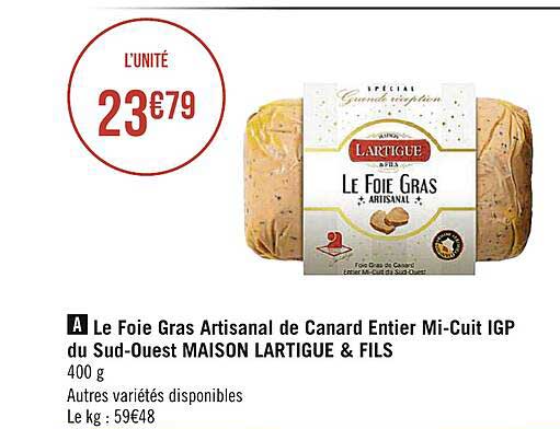 le foie gras artisanal de canard entier mi-cuit igp du sud-ouest maison lartigue & fils