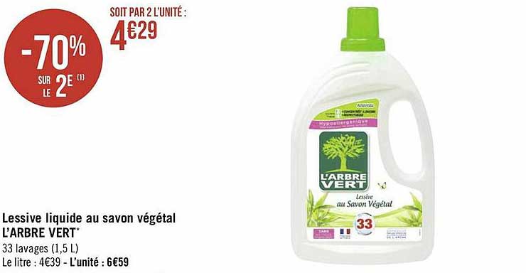 lessive liquide au savon végétal l'arbre vert