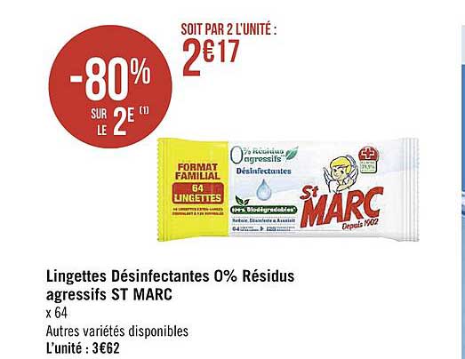 Lingettes Désinfectantes 0% Résidus Agressifs St Marc