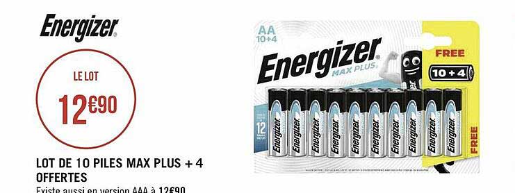 lot de 10 piles max plus + 4 offertes energizer