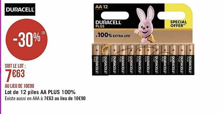 Lot De 12 Piles Aa Plus 100% Duracell