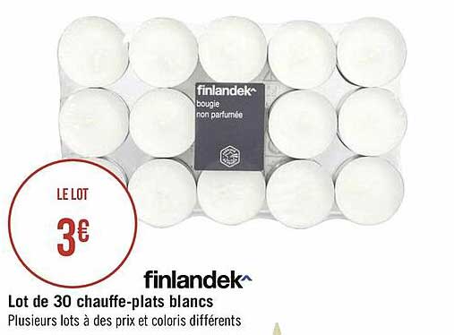 lot de 30 chauffe-plats blancs finlandek^
