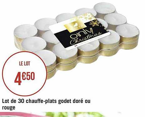 lot de 30 chauffe-plats godet doré ou rouge