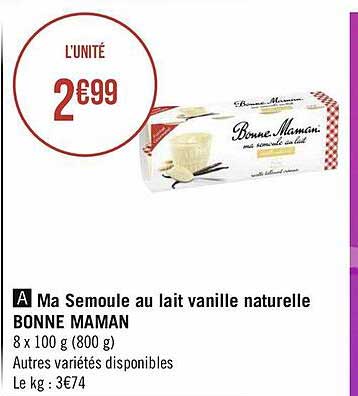 ma semoule au lait vanille naturelle bonne maman