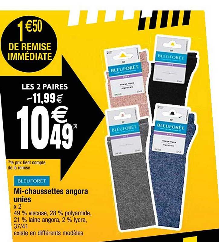 mi-chaussettes angora unies bleuforêt
