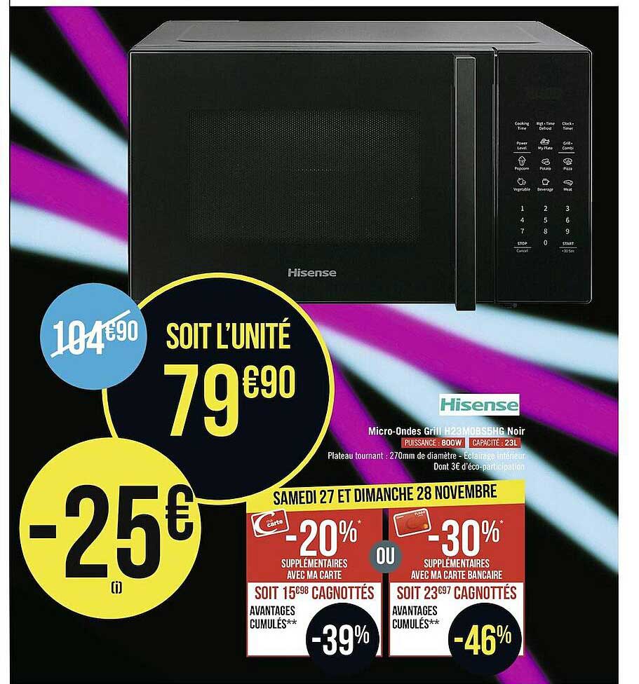 micro-ondes gril noir hisense