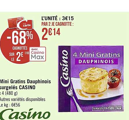 mini gratins dauphinois surgelés casino