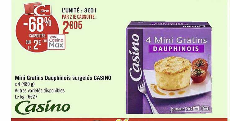mini gratins dauphinois surgelés casino