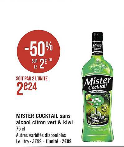 mister cocktail sans alcool citron vert & kiwi