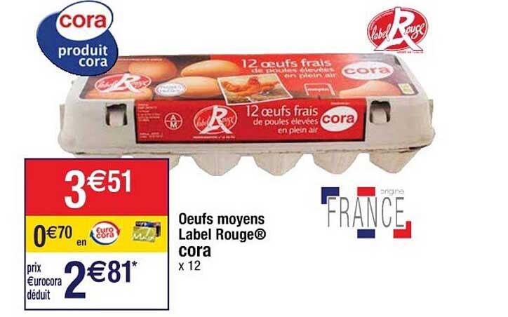 oeufs moyens label rouge cora