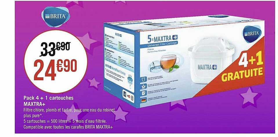 Pack 4 + 1 Cartouches Maxtra + Brita
