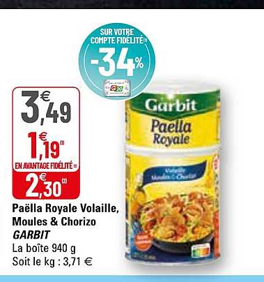 Paëlla Royale Volaille, Moules & Chorizo Garbit