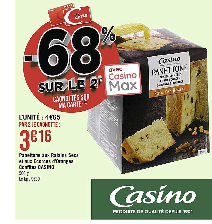 panettone aux raisins secs et aux écorces d'oranges confites casino