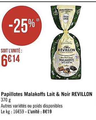 Papillotes Malakoffs Lait & Noir Vevillon