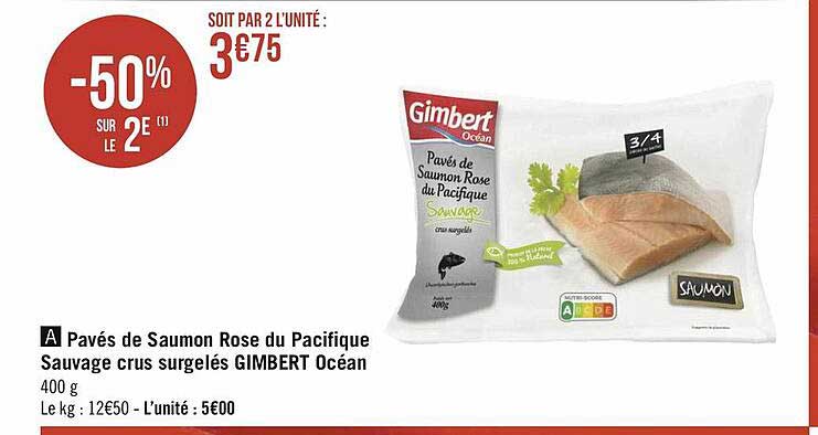 pavés de saumon rose du pacifique sauvage crus surgelés gimbert océan
