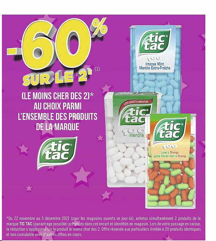 produits de la marque tic tac