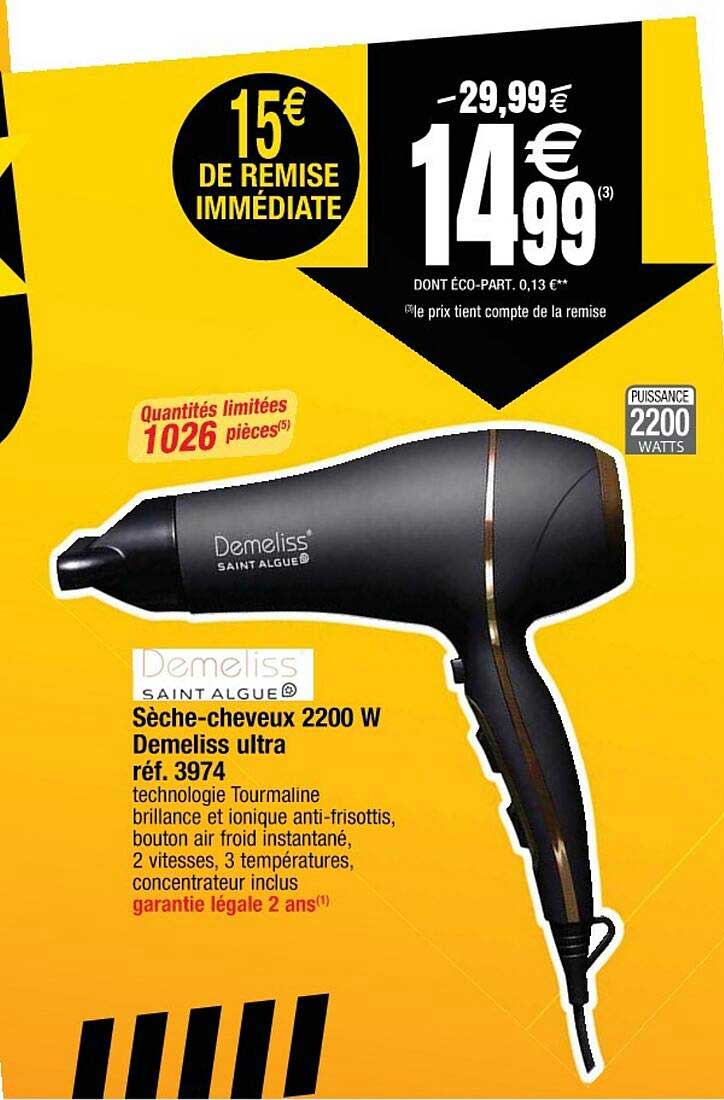 sèche-cheveux 2200 w demeliss ultra