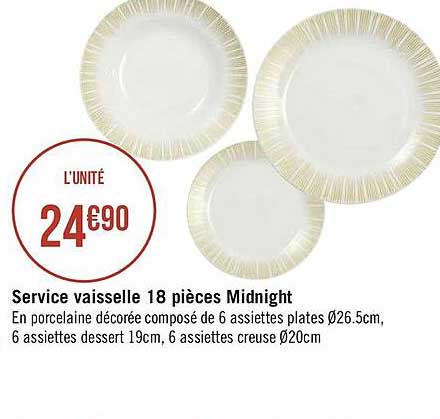 service vaisselle 18 pièces midnight