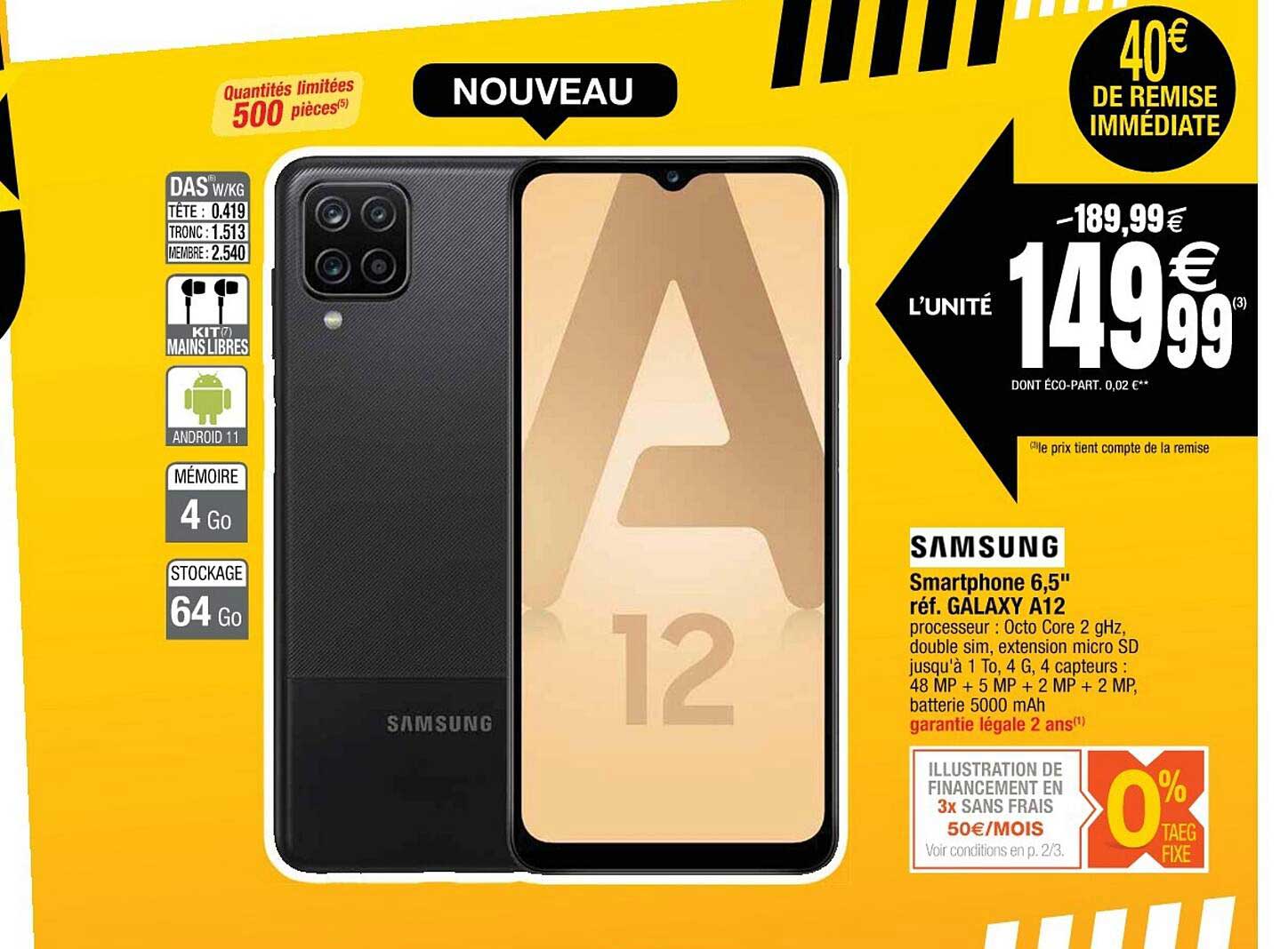 smartphone 6,5" réf. galaxy a12 samsung