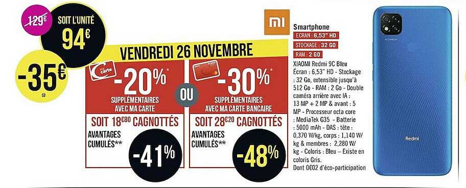 Smartphone Xiaomi Redmi 9c Bleu