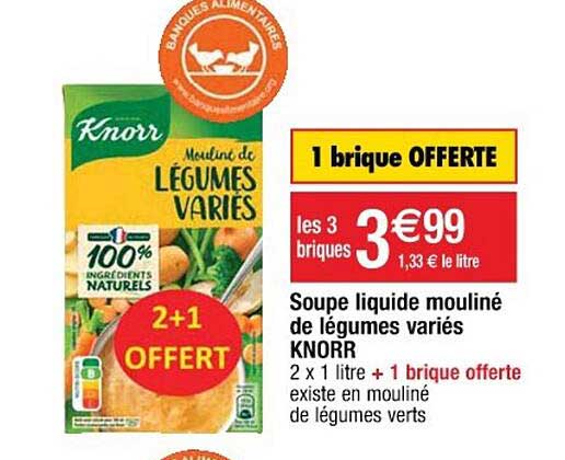 soupe liquide mouliné de légumes variés knorr