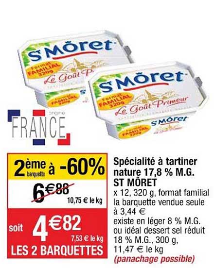 spécialité à tartiner nature 17,8% m.g. st môret