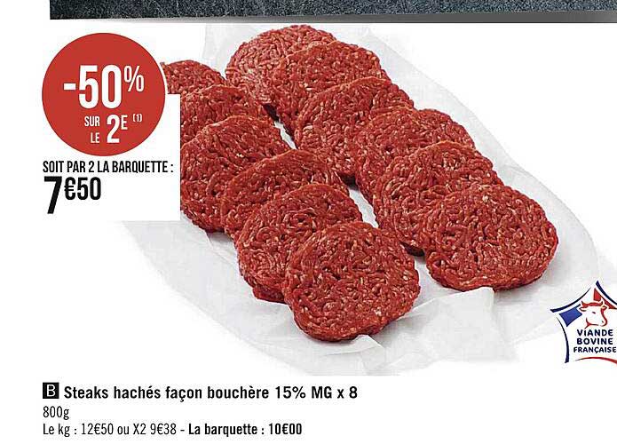steaks hachés façon bouchère 15% mg x8