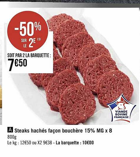 steaks hachés façon bouchère 15% mg x8