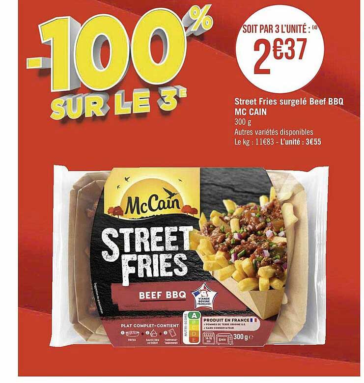 street fries surgelé beef bbq mc cain