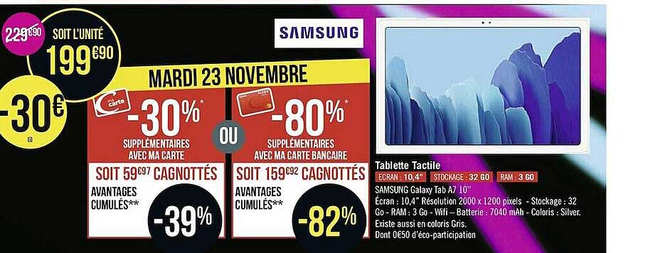 Tablette Tactile Samsung Galaxy Tab A7 10"